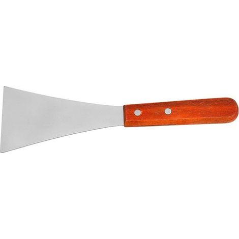 Spatule en acier inoxydable, spatule métallique pour poêle en fonte, spatule pour plaque de cuisson de barbecue avec manche en bois, petite spatule de nettoyage (1/5)