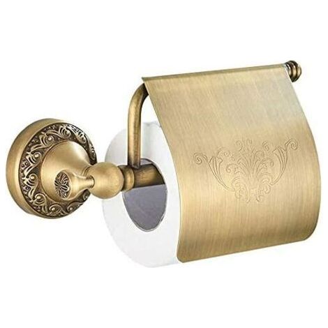 Toilet Paper Holder with Lid Retro Brass Wall Mounted Roll Holder (1/5)