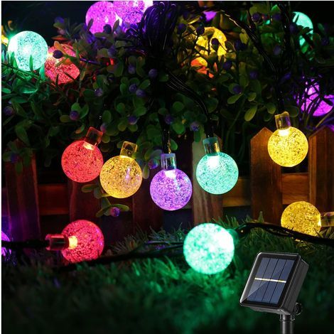 LAN Solar-Lichterkette für den Außenbereich, 12 m, 100 LEDs, Kristallkugel-Solar-Lichterkette, 8 Modi, IP65 wasserdicht mit Fernbedienung, Solar-Gartenbeleuchtung für Hochzeiten, Partys, Weihnachten ( (1/5)