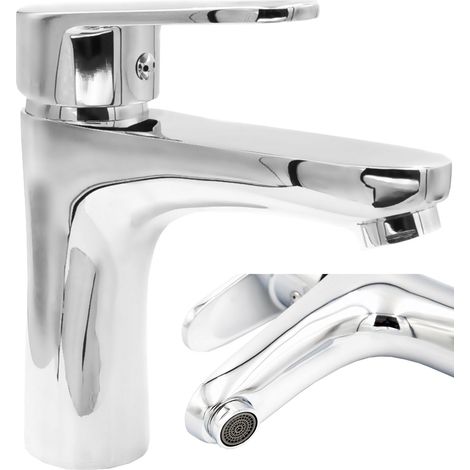 Mitigeur Lavabo Salle de Bain Granitan Cobi Chrom Robinetterie avec Raccords Inclus (1/5)