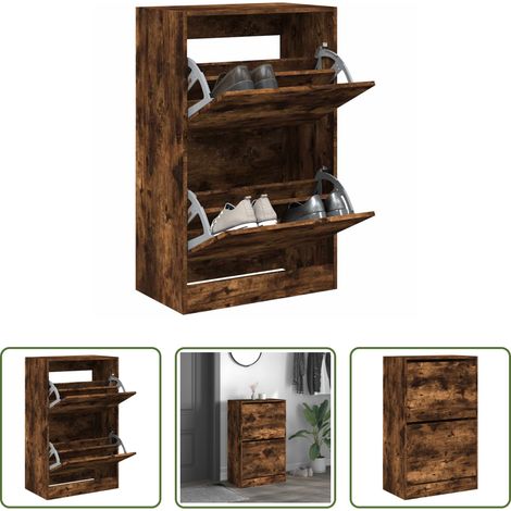 vidaXL Schuhschrank für kleine Räume - Schuhschrank Räuchereiche 60x34x96,5 cm Holzwerkstoff (1/5)
