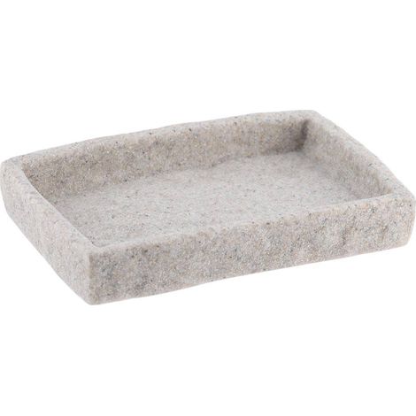 Rechteckige polyresin-seifenschale mit steineffekt - grau - Tendance