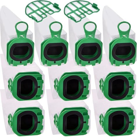 Confezione da 10 sacchetti per aspirapolvere Vorwerk Kobold VB100 con 2 filtri di protezione del motore, accessori di ricambio per aspirapolvere senza fili Vorwerk Kobold VB 100 FP100. (1/5)