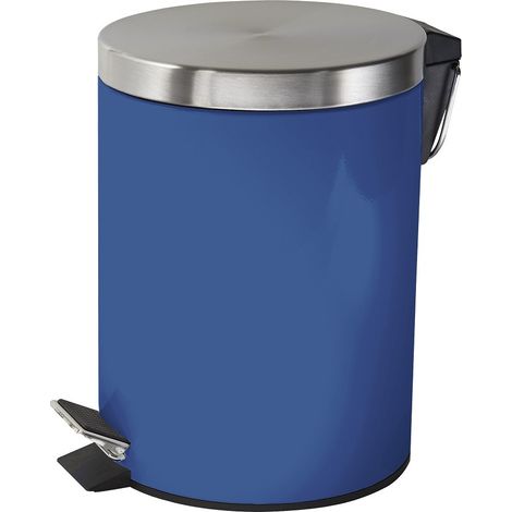 Poubelle salle de bain à pédale 5L en métal bleu (1/2)