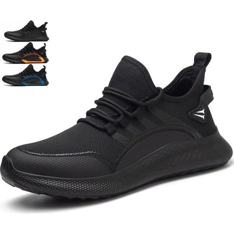 Kaelt - LAN Chaussures de sécurité pour hommes et femmes, antichocs, antiperforation, respirantes et légères, chaussures de travail à embout en acier Noir Taille 39 (1/5)