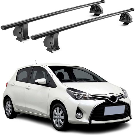 OMAC Barres de toit transversales en acier pour Toyota Yaris III HB 2012-2019 – TÜV / DIN 75302:2019 – Antivol inclus – Rainure en T (accessoires) – Charge max 75 kg – 2 barres – Noir