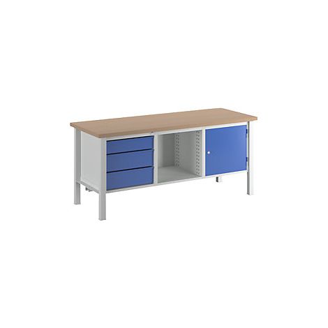 Banco de trabajo  bastidor modular  anchura 2000 mm  3 cajones