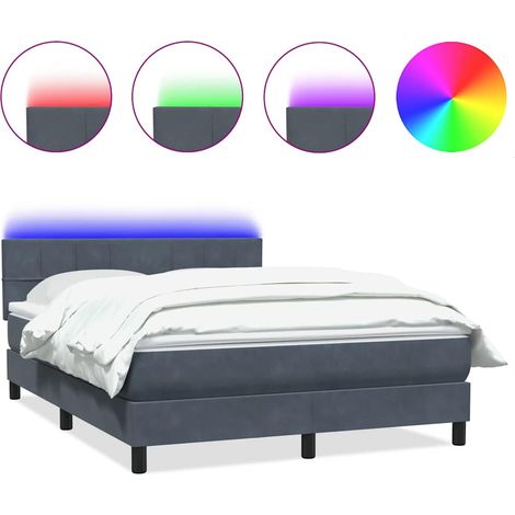 Maison Exclusive - Letto a Molle con Materasso e LED Grigio Scuro 160x210 cm Velluto (1/5)
