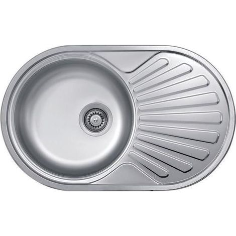 Elleci LIX770SACRS Special Round 770 Lavello da incasso 1 vasca con gocciolatoio Acciaio inox 77x48 cm colore Inox Satinato (1/2)