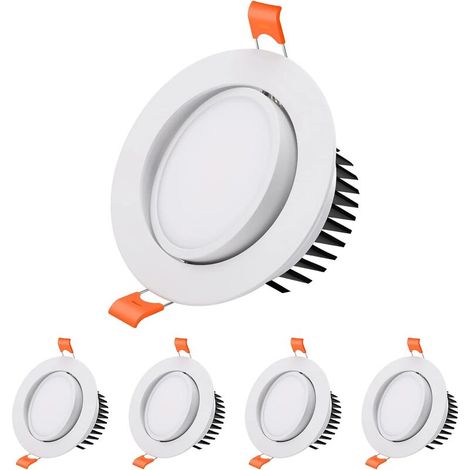 Faretto da incasso a LED, [confezione da 4] Faretto da incasso a LED da 7 W per bagno, bianco freddo 6000 K Faretto da incasso a LED extra piatto Angolo di illuminazione regolabile a 40° 120° per sogg (1/5)