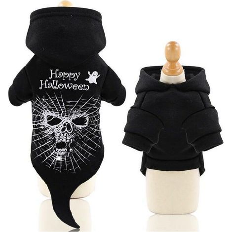 Vêtements d'Halloween pour animaux de compagnie, manteau à capuche en pur coton pour chats et chiens, automne et hiver, pour noël, pâques（S） (1/5)