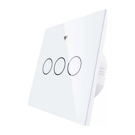 Interruttore Da Parete Touch 3 Tasti, WIFI 2.4G Matter,  TUYA, Smart Life, Apple Home, Google Home, Alexa, SmartThings, 10A, AC 90-250V, 50/60HZ, 86X86X30mm, IP20, Bianco