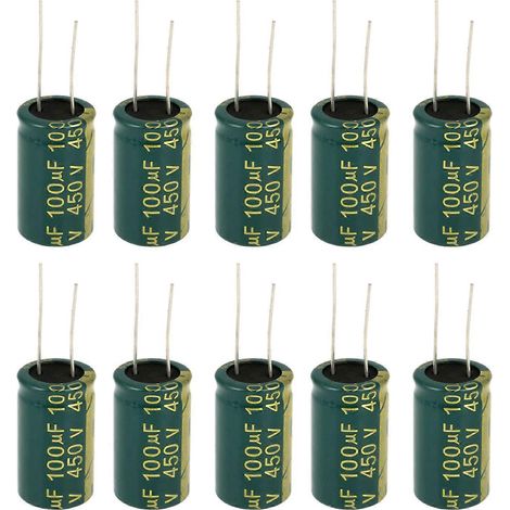 1 Set grüne Elektrolytkondensatoren, Radialkondensatoren, Sortiment (450 V, 100 µF, 10 Stück)