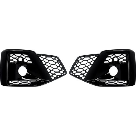 Cubierta de rejilla para faros antiniebla, compatible con Audi A5 S-Line, material plástico duradero, negro brillante. (1/2)