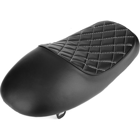Retro PU Leather Motorcycle Cafe Racing Seat Waterproof Non-Slip Bump Saddle Mat (Black).