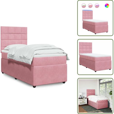 Sommier à lattes de lit avec matelas Rose 100x200 cm Velours - Sommier À Lattes De Lit - Sommiers À Lattes De Lit - Lit - Meuble De Chambre À Coucher (1/5)