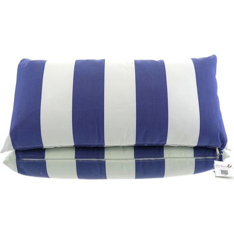 VAN DER LEEDEN Kissen Blau & Weiß gestreift 70 cm x 35 cm (1/2)