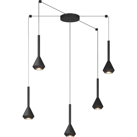 Lampadario Moderno Aygo Metallo Nero 5 Luci Gu10