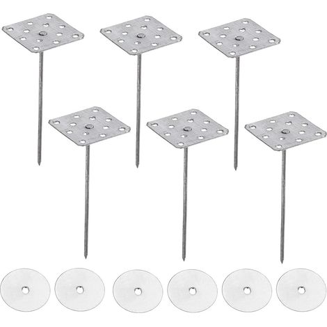 2.4 Inch Perforated Insulation Pins with Washers, Pack of 80 Aluminum Insulation Nails for Fixing Foam Panels to Wall or Ceiling (1/5)