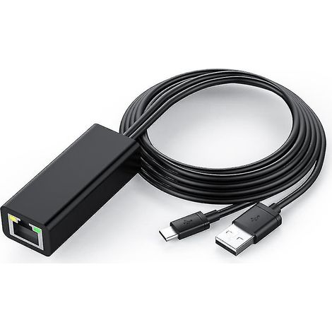 Adaptateur Ethernet TV 4K Stick USB-C vers RJ45 LAN avec câble d'alimentation USB 2.0, connexion réseau filaire (1/5)