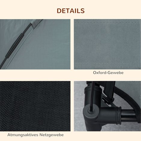 Lit surélevé pour chien avec toit, couchage extérieur pour animal, transat de camping respirant, taffetas gris, 61x46x62 cm (1/4)