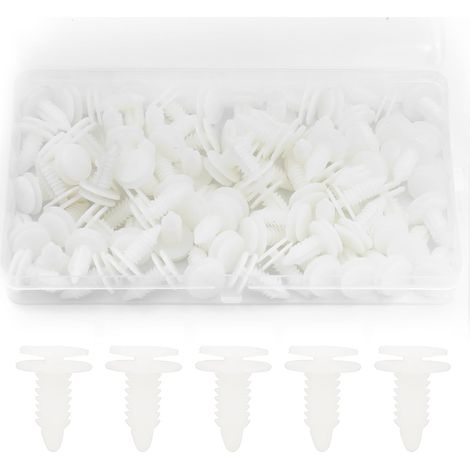 80 pièces blancs Clips de fixation pour voiture - Clips de garniture de portière, attaches pour pare-chocs, rivets en plastique pour garniture intérieure de carrosserie, attaches pour porte, rivets en (1/5)