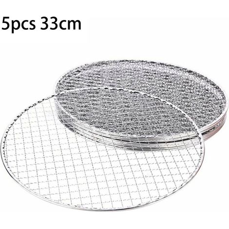 Grill Rack - Round Disposable Wire Net - Iron - 25 / 28 / 33 cm Diameter - 11 mm Mesh Spacing - For Barbecue Cooking And Cooling - 5 pcs (1/5)
