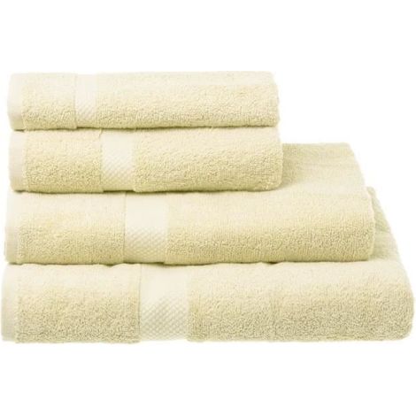Serviette de bain - JUANIO - 140 x 70 cm - Pack de 2 - 100% coton (550 g/m²) - Crème (1/3)