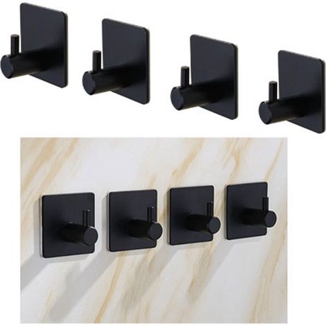 304 Edelstahlhaken mit starkem Halt 4-teiliges quadratisches schwarzes Set für Kleidung und Taschen (1/5)