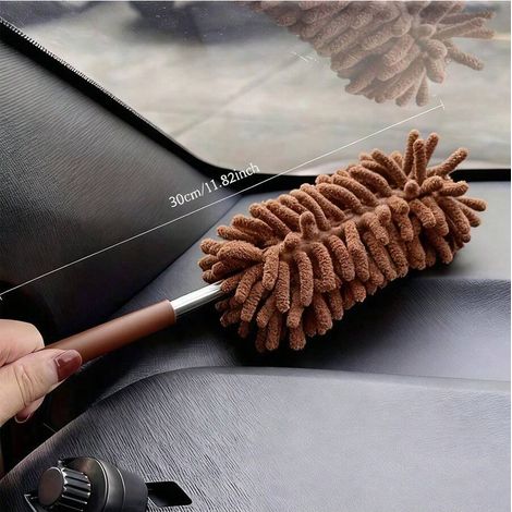 Brosse de lavage de voiture à poignée rétractable, microfibre douce, rose, multifonction pour le dépoussiérage et le nettoyage intérieur et extérieur de voiture, brun (1/4)