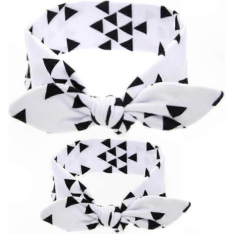 Set mit 2 Stoffstirnbändern für Mutter und Tochter, breites DIY-Hasenohren-Stirnband, Boho-Schleife mit Blumenmuster und Punkten, elastischer Turban für Kinder (1/4)