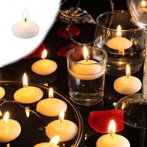 Bougie Flottante - Cire de Qualité Supérieure - Sans Parfum - Pour Décoration de Table, Bain, Mariage, Saint-Valentin - 1 Pièce (1/5)
