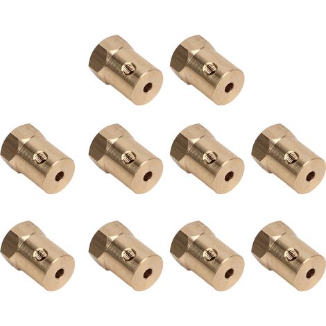 10 accouplements de moteur flexibles, connecteurs hexagonaux en laiton, adaptés aux accessoires d'essieu de roue et de pneu de voiture télécommandée, diamètre intérieur de 3 mm. (1/5)