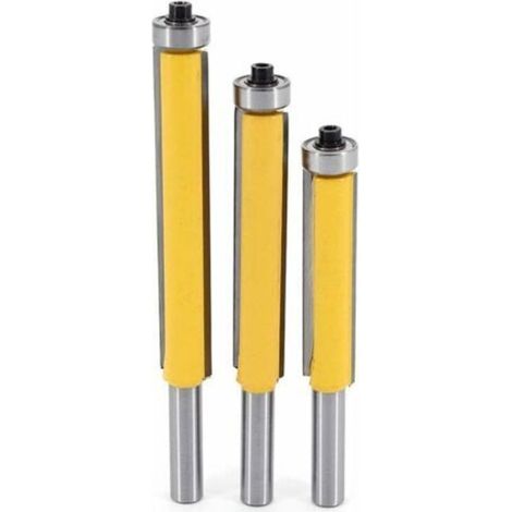 Set di 3 frese per legno da 8 mm con cuscinetto superiore, fresa dritta per la lavorazione del legno e il fai da te.