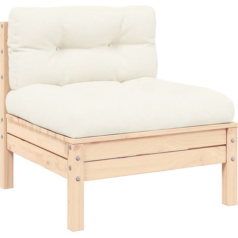 Canapé de jardin central Sofa Banquette de jardin avec coussins crème Bois de pin massif 60029 (1/5)