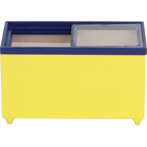 Mini réfrigérateur horizontal jaune pour maison de poupée 1/12, électroménager miniature réaliste mignon, décoration de cuisine DIY, accessoire coloré (1/5)