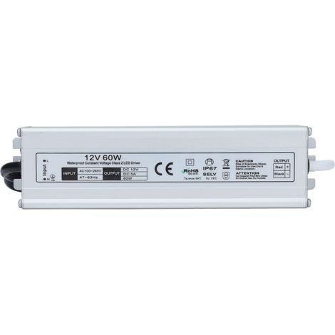 Alimentation étanche 60W IP67, transformateur LED 12V, entrée AC100-265V, prise UE, bloc d'alimentation pour extérieur (1/5)
