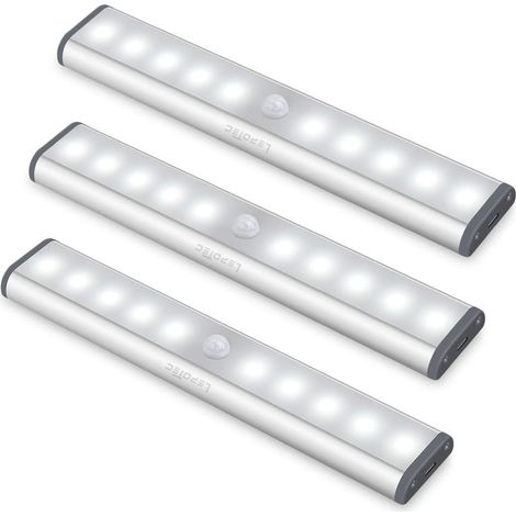 Lampe LED Sous Meuble - Détecteur Mouvement - Rechargeable USB - Aimant Intégré - Blanc Chaud - Lot De 3 (1/5)
