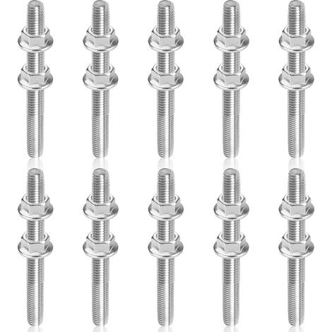 Lot de 10 Tige Filetée M8x100mm, Acier Inoxydable 304, Avec 20 Ecrou a Embase, Pour Construction