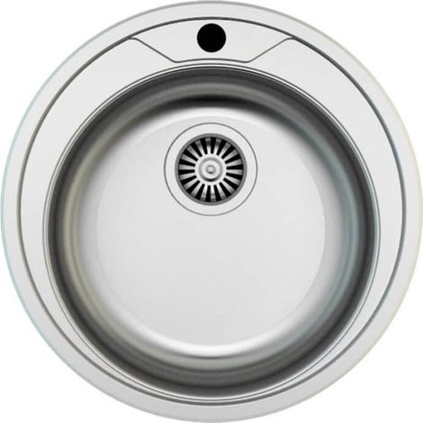 Evier de cuisine encastrable rond en inox diamètre 51 cm - Taron (1/4)