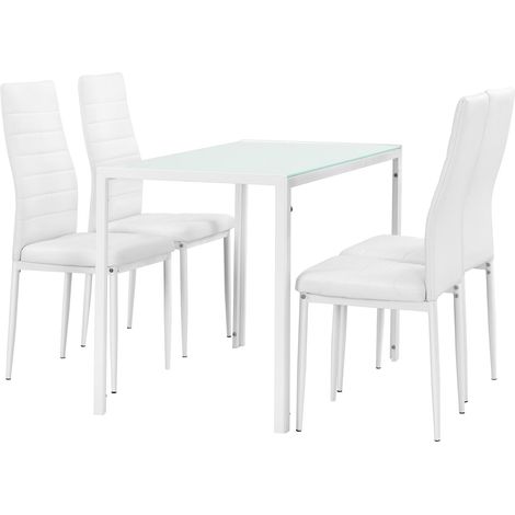 Mesa de comedor blanca 105 cm + kit sillas 4 piezas blanco 030004002