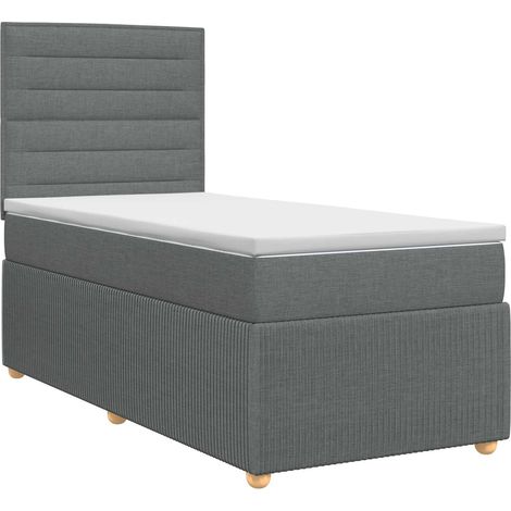 Maison Exclusive - Letto box spring con materasso Grigio Scuro 100 x 200 cm (1/5)