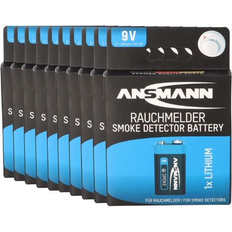10x Ansmann Rauchmelder Batterie Extreme Lithium 9V Block (1/5)