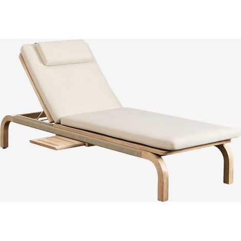 Lot de 2 chaises longues inclinables en bois d'acacia avec coussins Dubaï SKLUM Blanc Gardenia