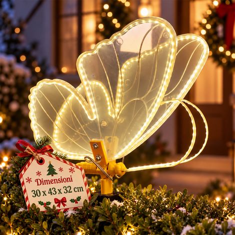 Farfalla con Movimento e 246 Led Bianco Caldo Decorazione Natalizia 30x43x32 cm (1/5)