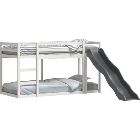 Vidaxl – Lit superposé en bois de pin massif 90x200 cm avec toboggan et échelle – Barrières de sécurité – Convient aux enfants de 6 ans et plus (1/5)