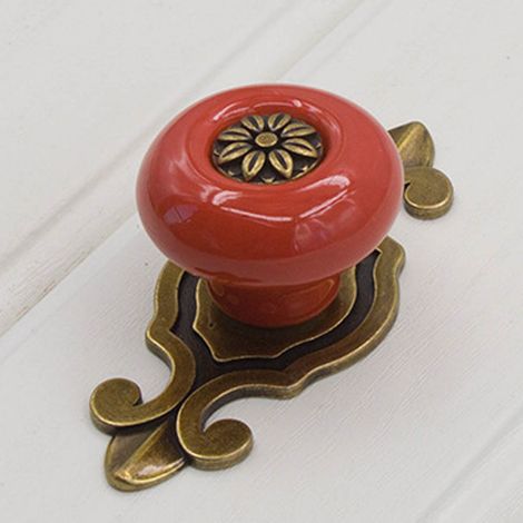 Vintage Keramik-Möbelgriff für Tür, Schublade, Schrank, Garderobe (Rotbronze)
