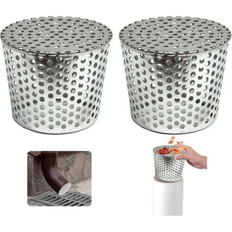 Filtres De Gouttière en Acier Inoxydable, Lot de 2 Crapaudine de Gouttière 90-110mm, Filtre Gouttière À Mailles, Grille Protection Gouttiere Anti Feuille, Filtre de Gouttière pour Éviter les Blocages