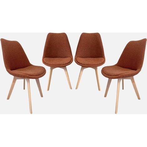 Set 4 sedie scandinave legno di faggio e bouclé strutturato (1/5)