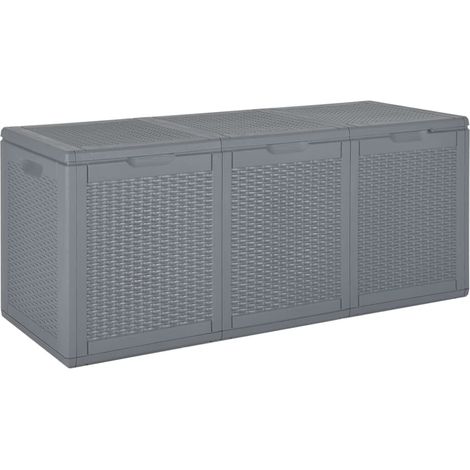 Baúl para muebles de jardín almacenaje gris PP ratán 270 litros 020013091
